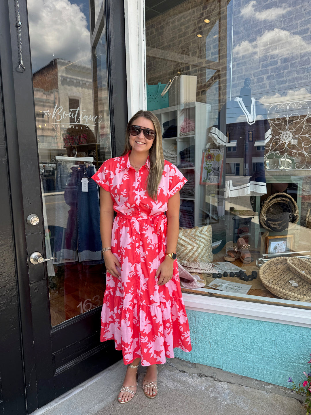 Pink and Red Floral Dress – Broad River Mercantile